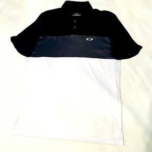 Oakley Men's Black, Grey, and White Polo Shirt